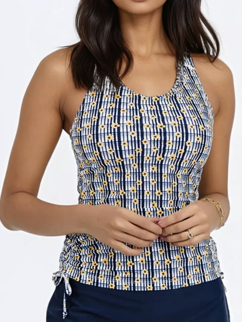 Calypsa Maya Tankini Swim Top Sunflower Picnic M UPF 50+